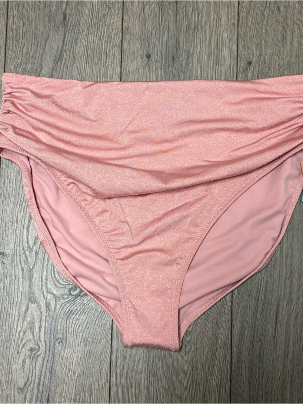 Shade & Shore Sparkle Pink Fold-Over Bikini Bottom